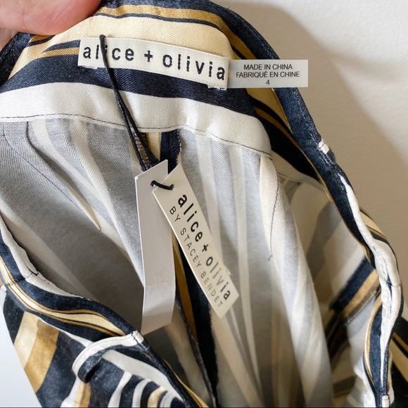 NWT Alice & Olivia by Stacey Bendet Scarlet Deco Stripe Palazzo Pants Si… - Picture 7 of 9